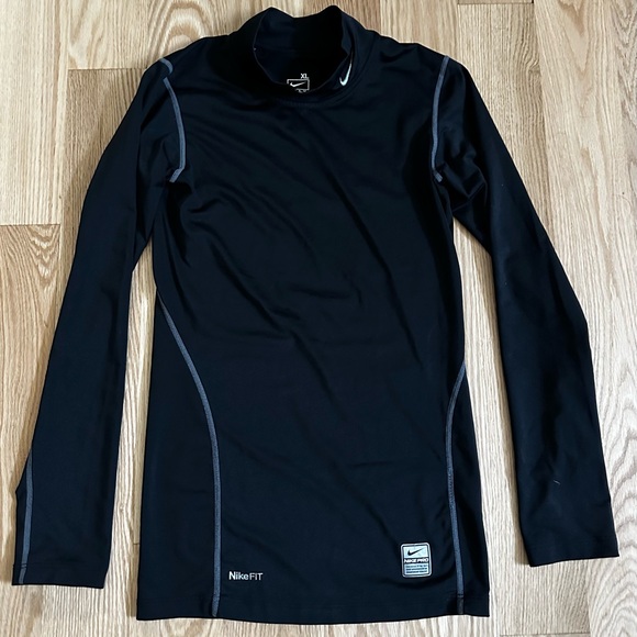 Nike Pro Unisex Long Sleeve Black Dri Fit Kids Shirt  - Size XL (NWOT) - Picture 3 of 11